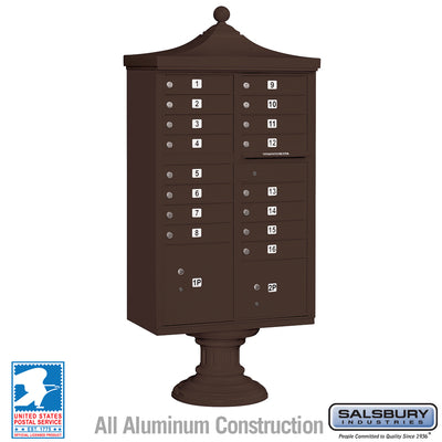 Decorative 16 Door CBU w/ 2 Parcel Lockers in Black with USPS Access