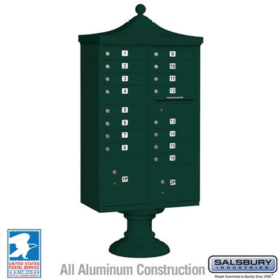 Decorative 16 Door CBU w/ 2 Parcel Lockers in Black with USPS Access