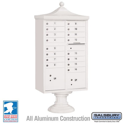 Decorative 16 Door CBU w/ 2 Parcel Lockers in Black with USPS Access