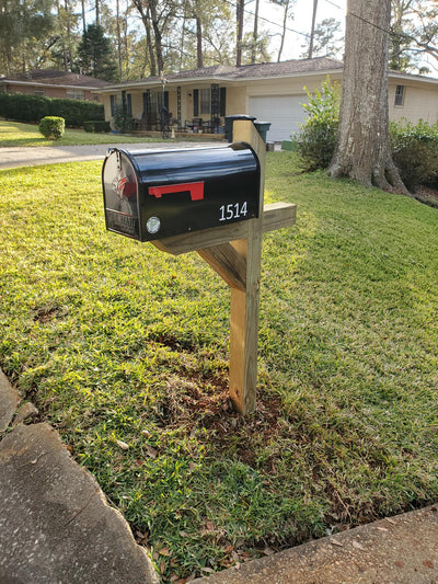 Pressure Treated post (painted) w/ Large steel Mailbox