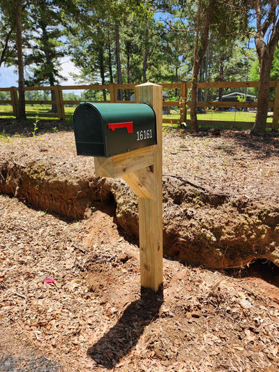Pressure Treated post (painted) w/ Large steel Mailbox