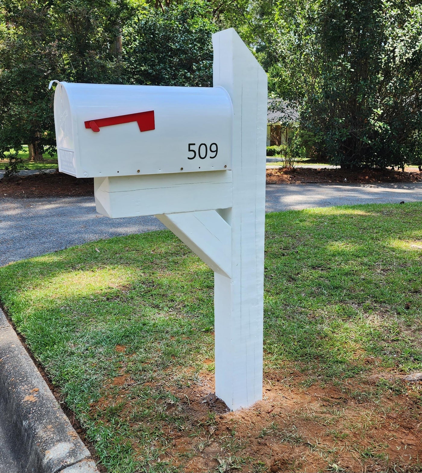 Pressure Treated post (painted) w/ Large steel Mailbox