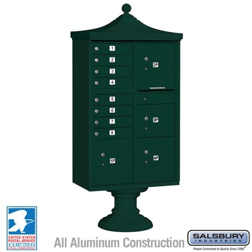 Decorative 8 Door Cluster Box Unit w/ 8 Doors and 4 Parcel Lockers