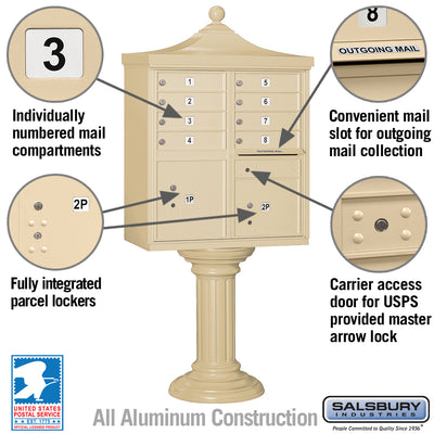 Decorative Cluster Box Unit with 8 Doors and 2 Parcel Lockers