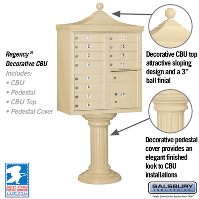 Decorative Cluster Box Unit with 12 Doors and 1 Parcel