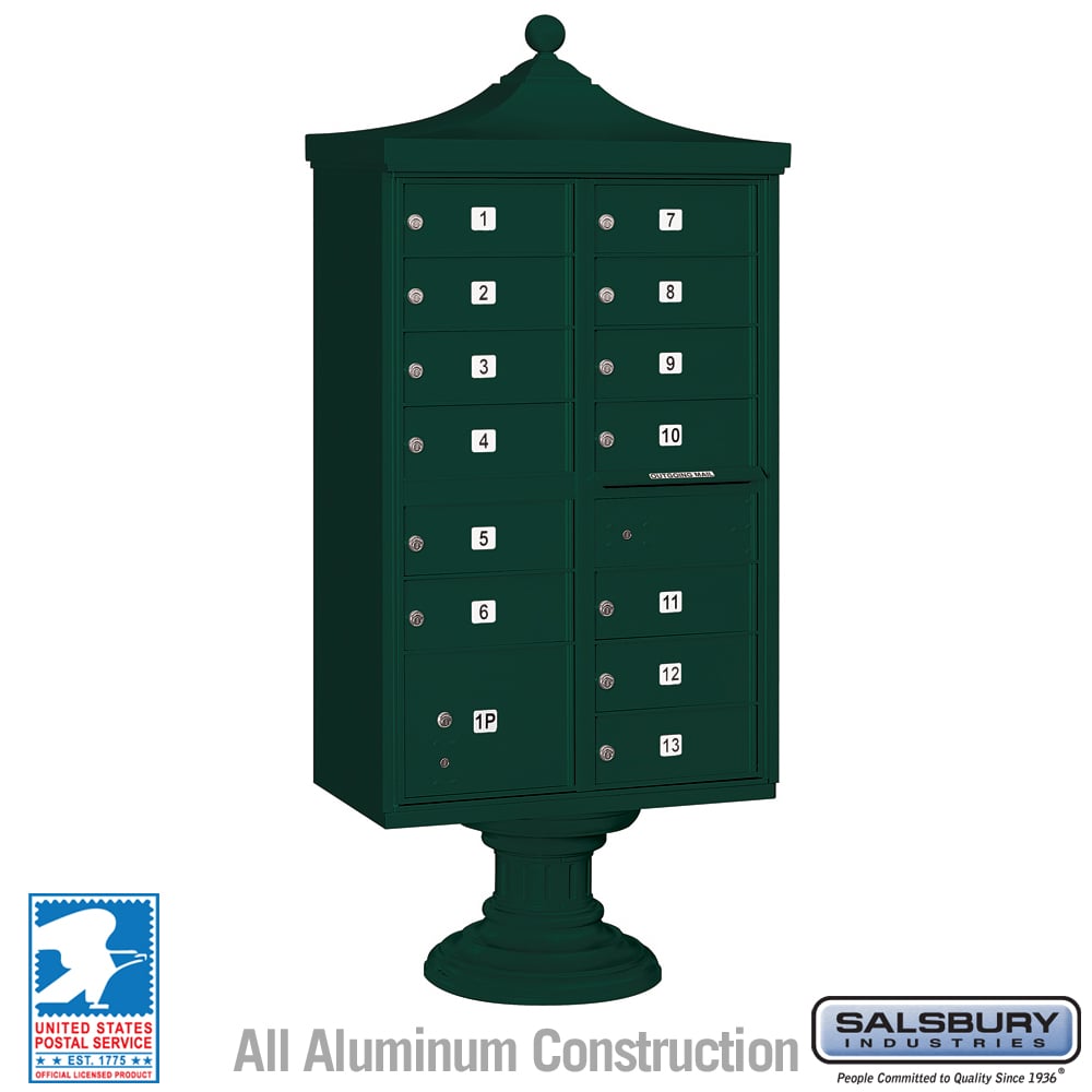 Decorative Cluster Box Unit with 13 Doors and 1 Parcel Locker