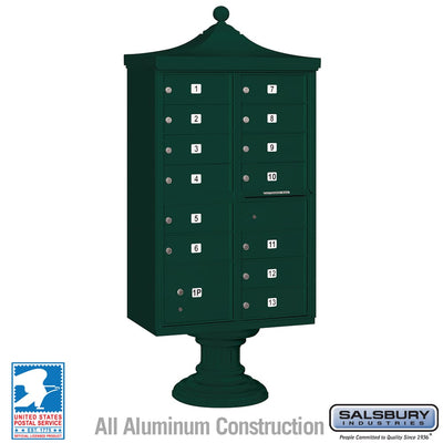 Decorative Cluster Box Unit with 13 Doors and 1 Parcel Locker