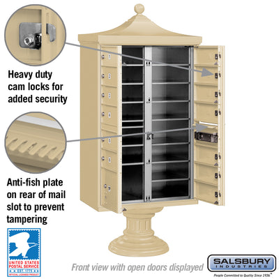 Decorative Cluster Box Unit with 13 Doors and 1 Parcel Locker