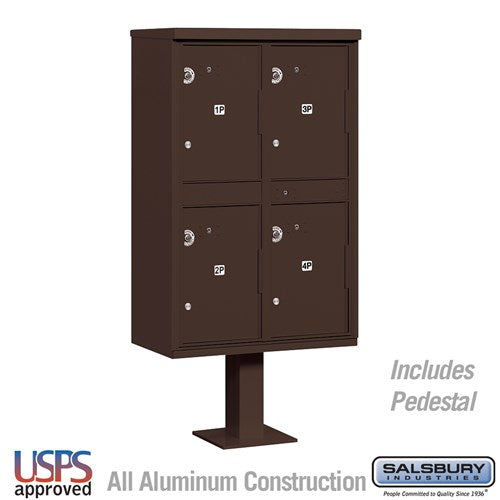 Salsbury Outdoor Parcel Locker with 4 Compartments in Sandstone with USPS Access – Type II
