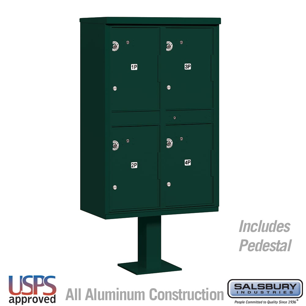 Salsbury Outdoor Parcel Locker with 4 Compartments in Sandstone with USPS Access – Type II
