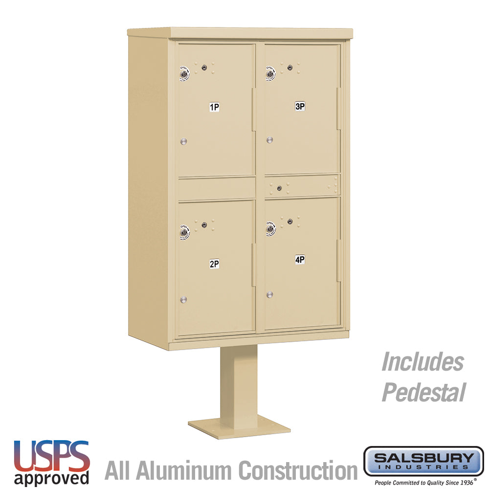 Salsbury Outdoor Parcel Locker with 4 Compartments in Sandstone with USPS Access – Type II