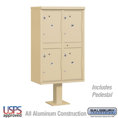 Salsbury Outdoor Parcel Locker with 4 Compartments in Sandstone with USPS Access – Type II