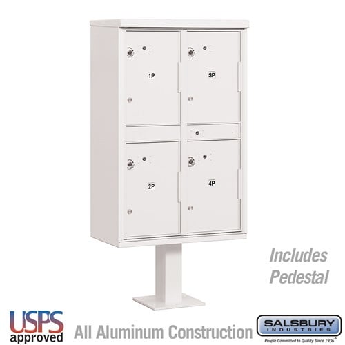 Salsbury Outdoor Parcel Locker with 4 Compartments in Sandstone with USPS Access – Type II