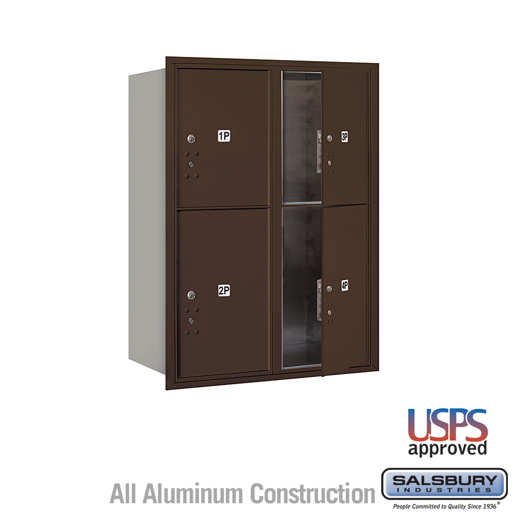4C Horizontal Parcel Locker with 4 Parcel Lockers in Aluminum