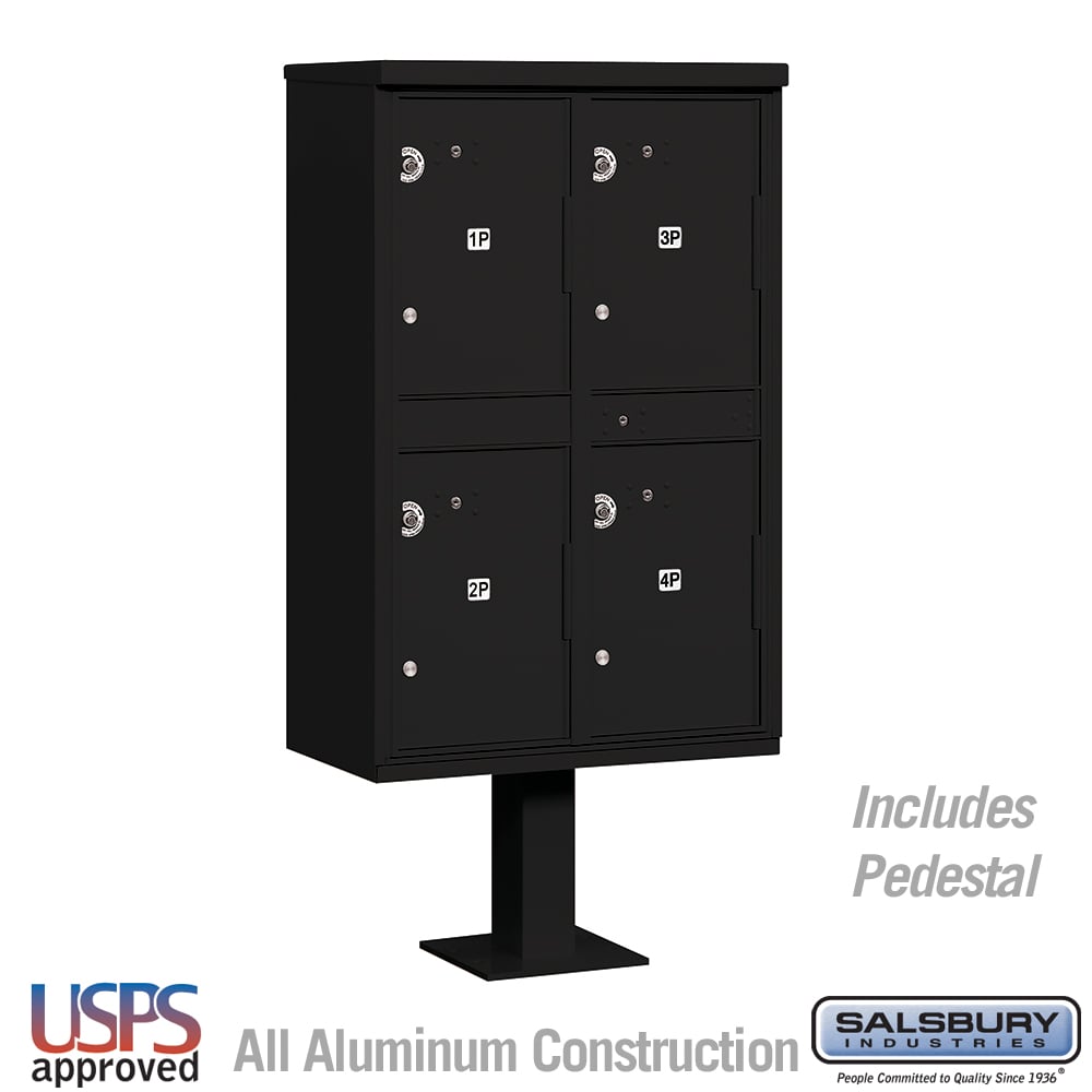 Salsbury Outdoor Parcel Locker with 4 Compartments in Sandstone with USPS Access – Type II