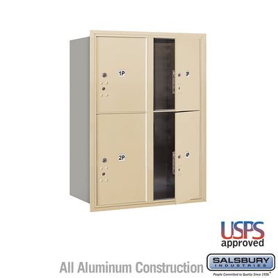 4C Horizontal Parcel Locker with 4 Parcel Lockers in Aluminum