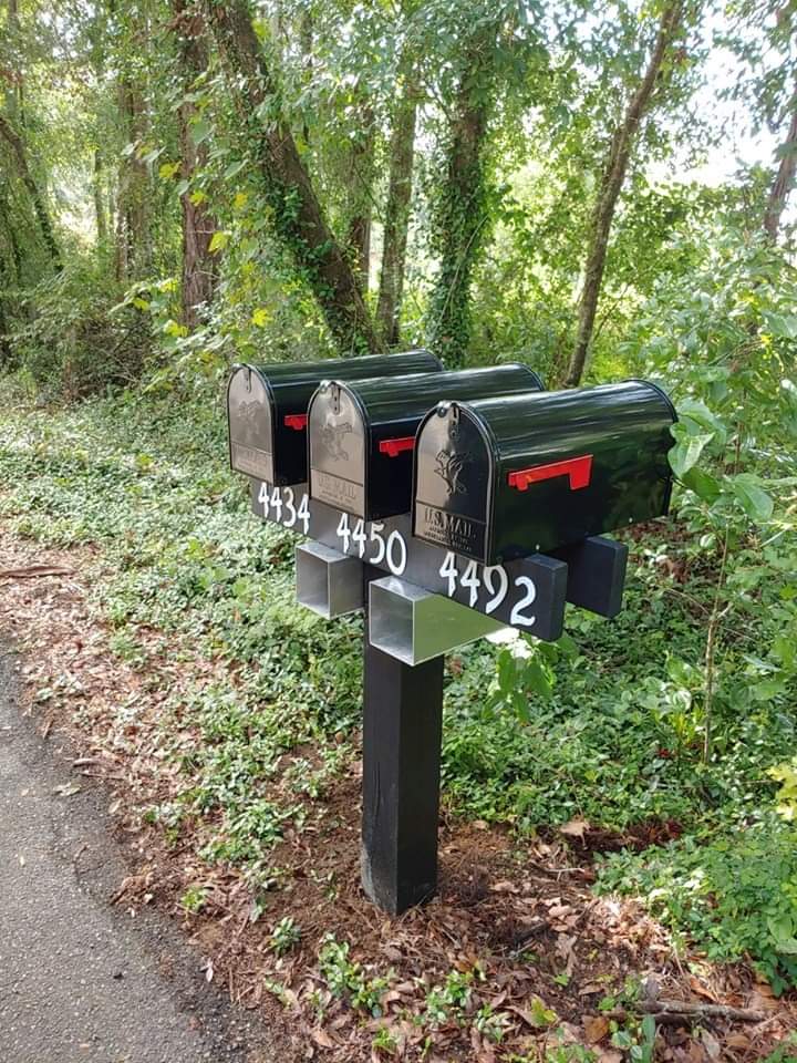 Pressure Treated post (painted) w/ Large steel Mailbox