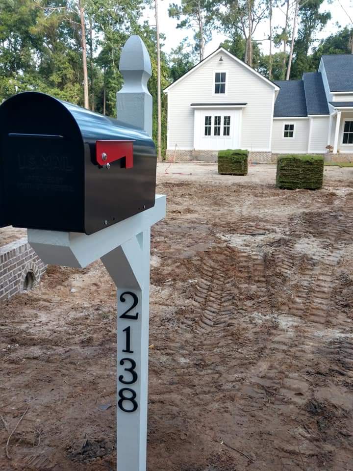 Pressure Treated post (painted) w/ Large steel Mailbox