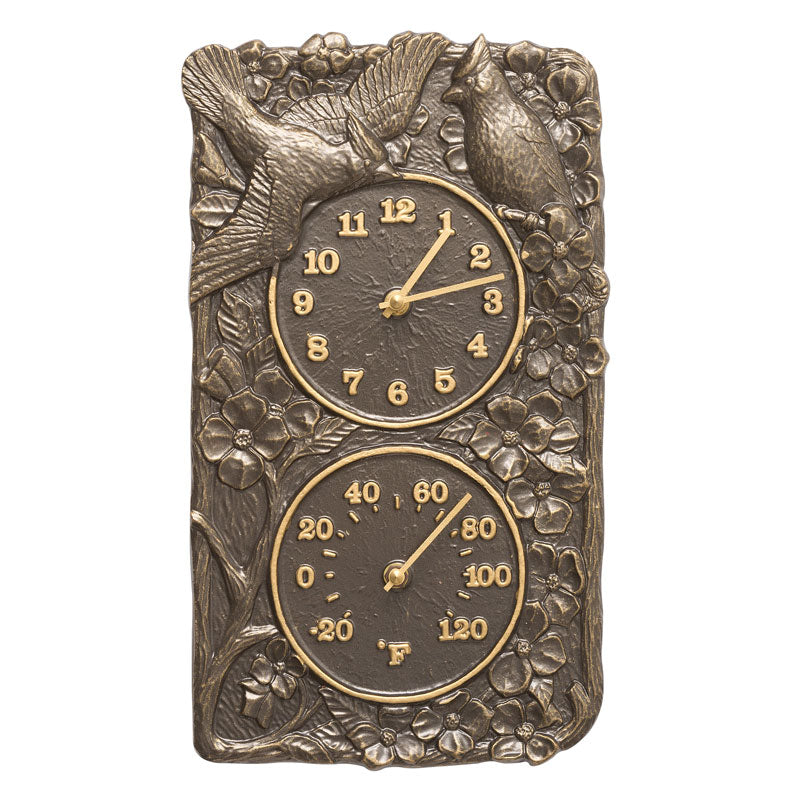 Cardinal Indoor Outdoor Wall Clock & Thermometer - French Bronze