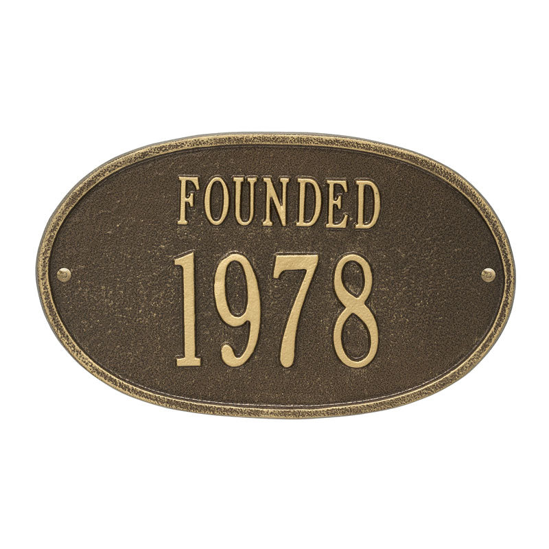 Founded Date Personalized Plaque - Antique Brass