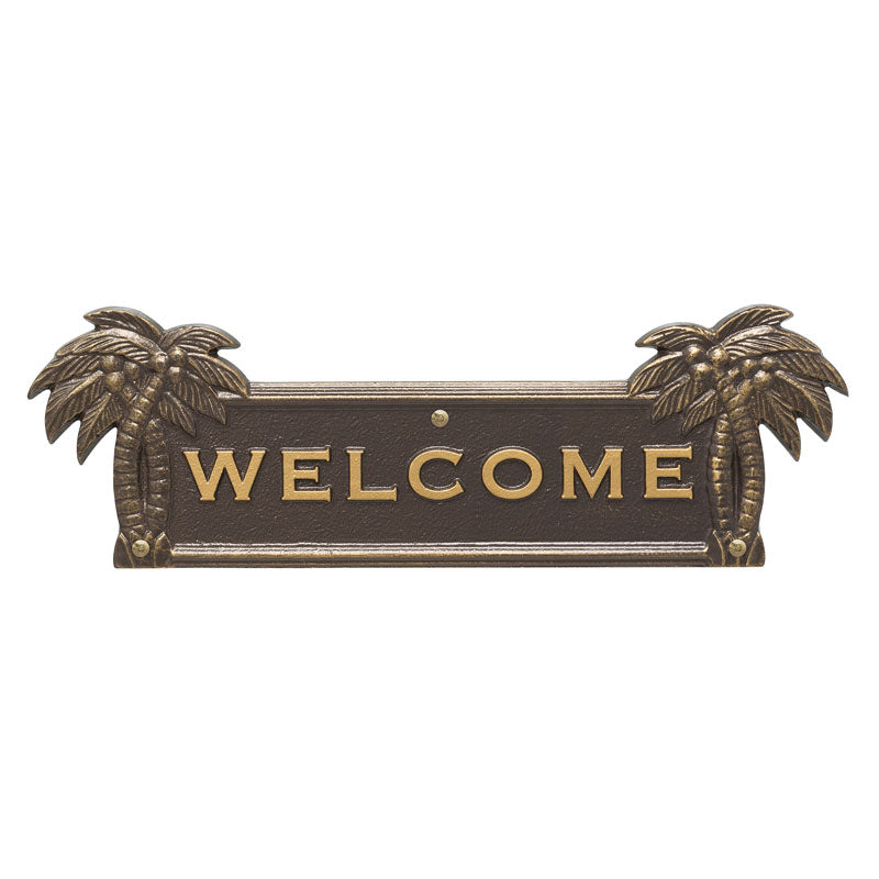 Palm Tree Welcome Plaque - Bronze/Gold