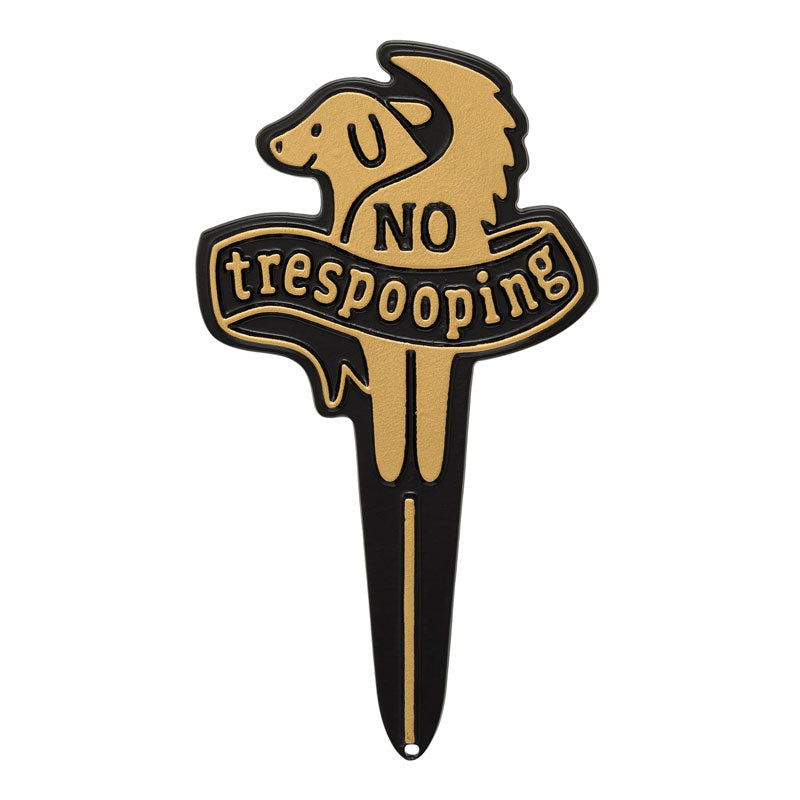 No Trespooping Pet Courtesy Lawn Plaque with Stake - Black/Gold