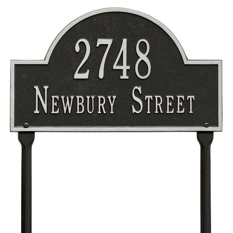 Arch Marker - Standard Lawn - Two Line - Black/Silver