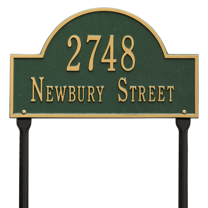 Arch Marker - Standard Lawn - Two Line - Green/Gold