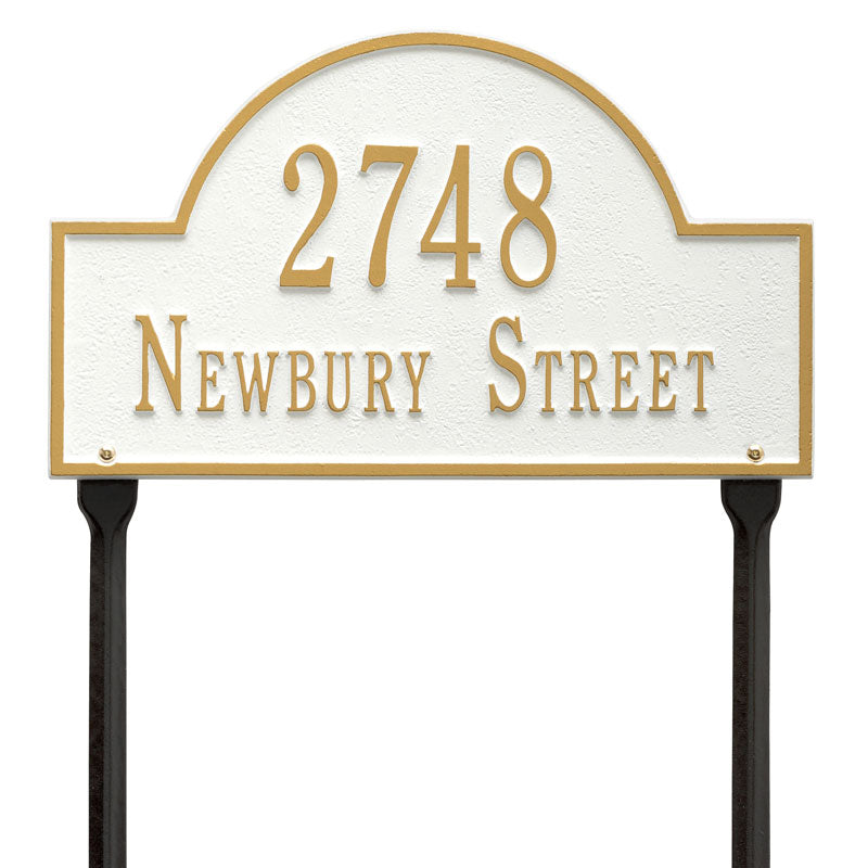 Arch Marker - Standard Lawn - Two Line - White/Gold