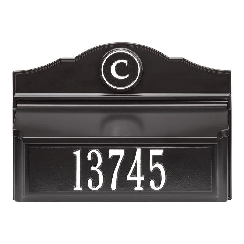 Colonial Wall Mailbox Package #1 (Mailbox, Plaque & Monogram) - Black/White