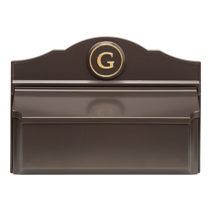 Colonial Wall Mailbox Package #3 (Mailbox & Monogram) - Bronze/Gold