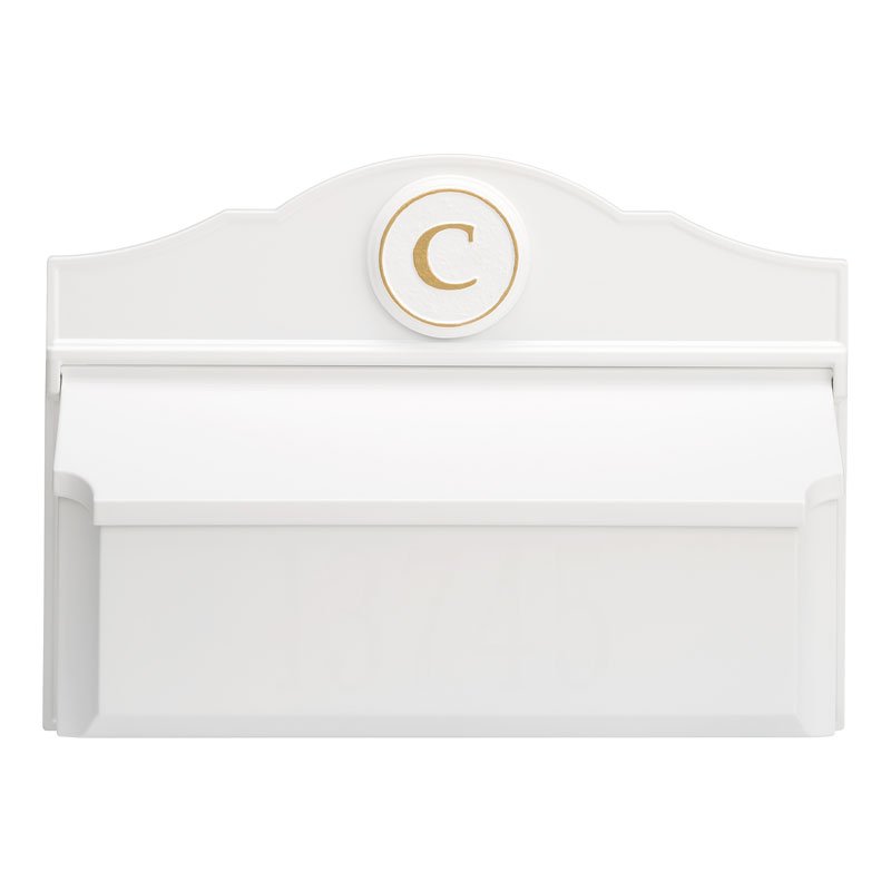 Colonial Wall Mailbox Package #3 (Mailbox & Monogram) - White/Gold