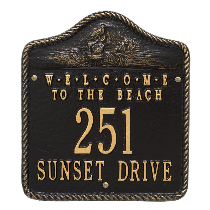 Personalized Welcome To The Beach Plaque - Black/Gold