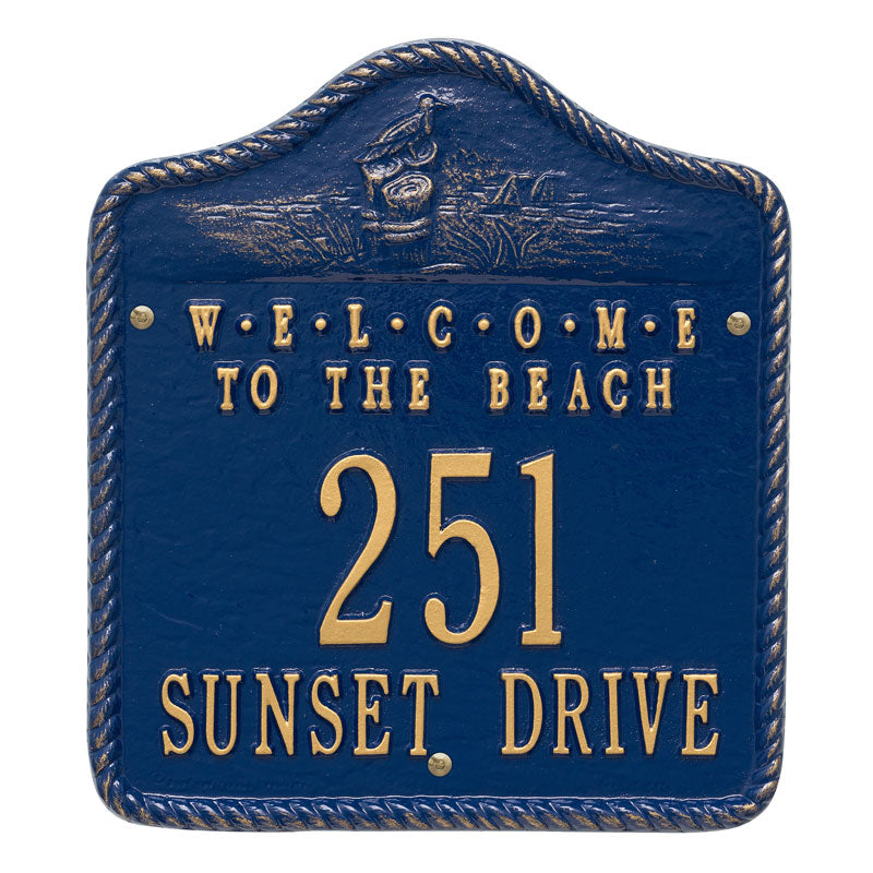 Personalized Welcome To The Beach Plaque - Blue/Gold