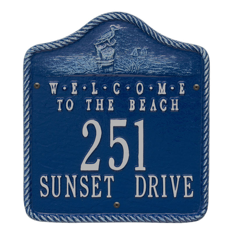 Personalized Welcome To The Beach Plaque - Blue/Silver