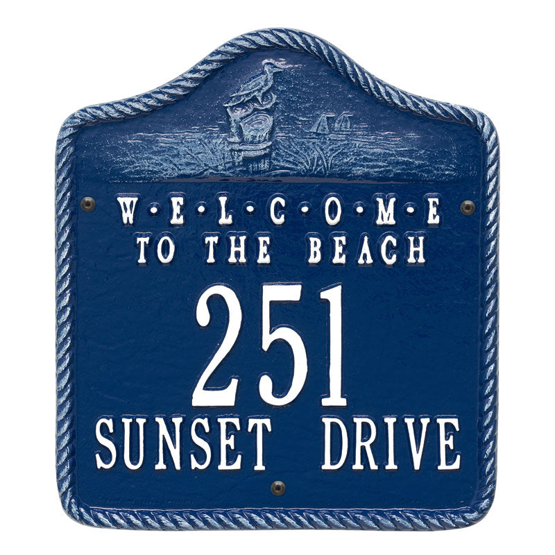 Personalized Welcome To The Beach Plaque - Blue/White