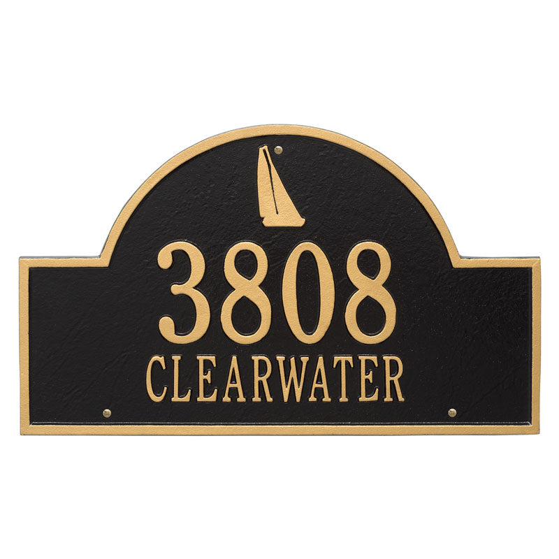 Personalized Sailboat Arch Plaque - Black/Gold