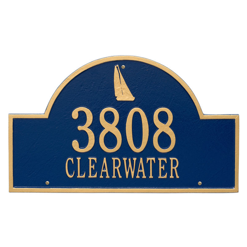Personalized Sailboat Arch Plaque - Blue/Gold