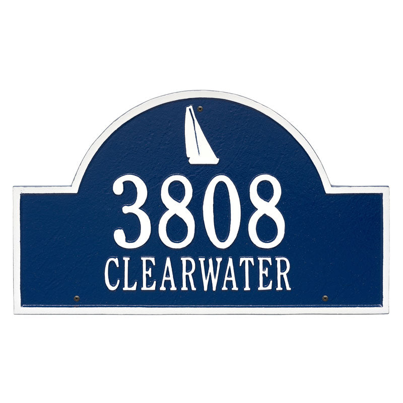 Personalized Sailboat Arch Plaque - Blue/White