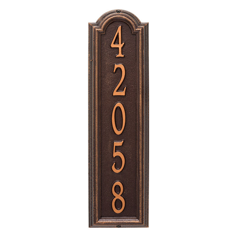 Personalized Manchester Vertical Wall Plaque - Antique Copper