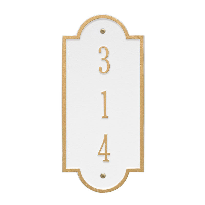 Personalized Richmond Vertical Petite Wall Plaque - White/Gold