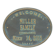 Welcome Oval "Family" Established - Standard Wall - Two Line - Bronze Verdigris