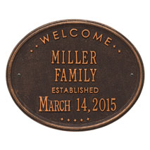 Welcome Oval "Family" Established - Standard Wall - Two Line - Oil Rubbed Bronze