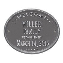 Welcome Oval "Family" Established - Standard Wall - Two Line - Pewter/Silver