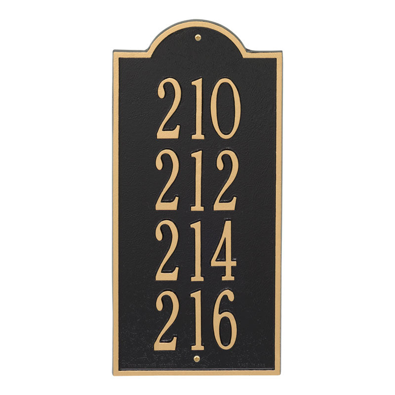 New Bedford Large Wall Plaque - 4 Lines - Black/Gold