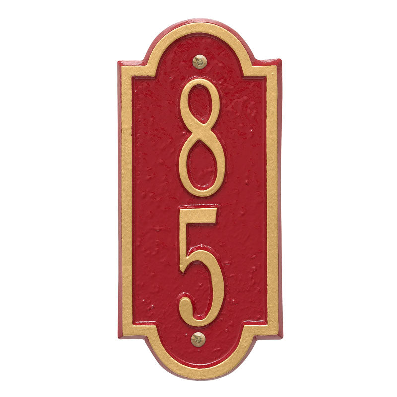 Personalized Richmond Vertical Mini Wall Plaque - Red/Gold