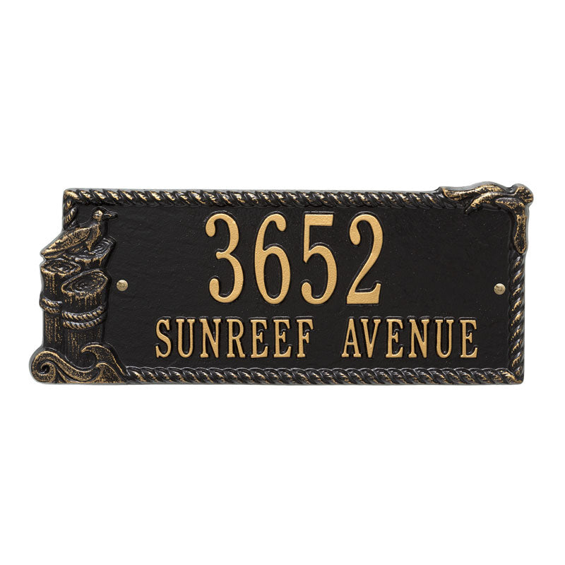 Personalized Seagull Rectangle Plaque - Black/Gold