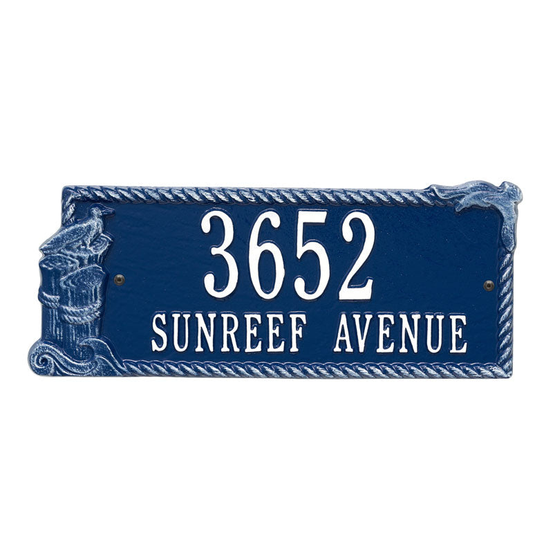 Personalized Seagull Rectangle Plaque - Blue/White