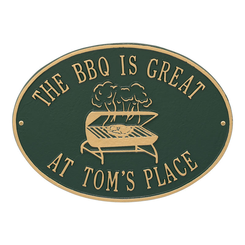 Personalized Grill Plaque - Green/Gold