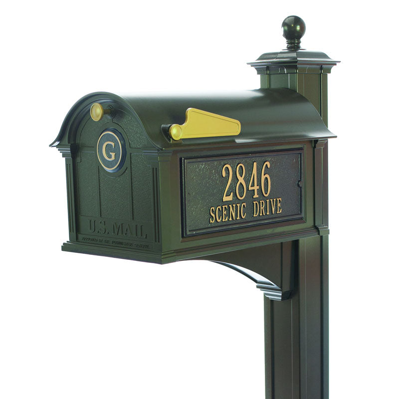 Balmoral Mailbox Side Plaques, Monogram & Post Package - Bronze